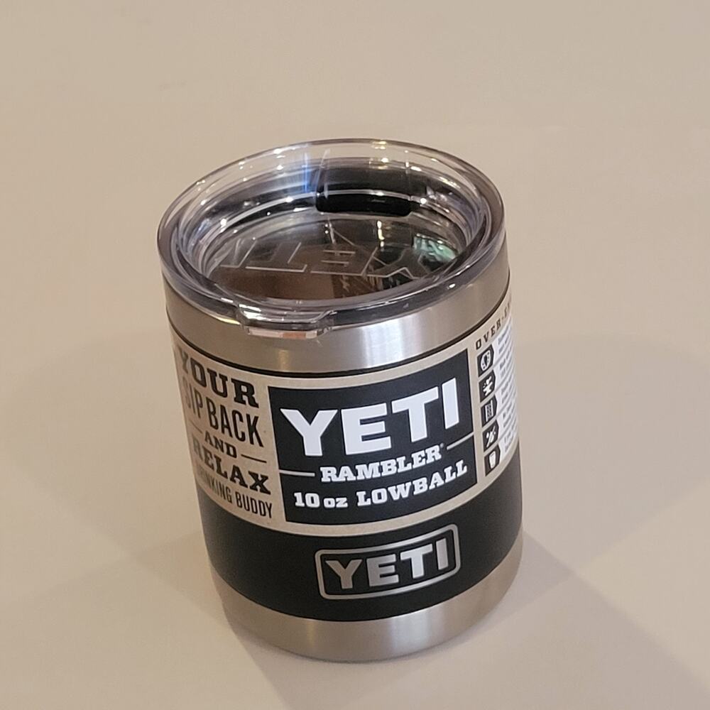 Black YETI Rambler 10 oz Lowball tumbler with a clear MagSlider lid new with tag